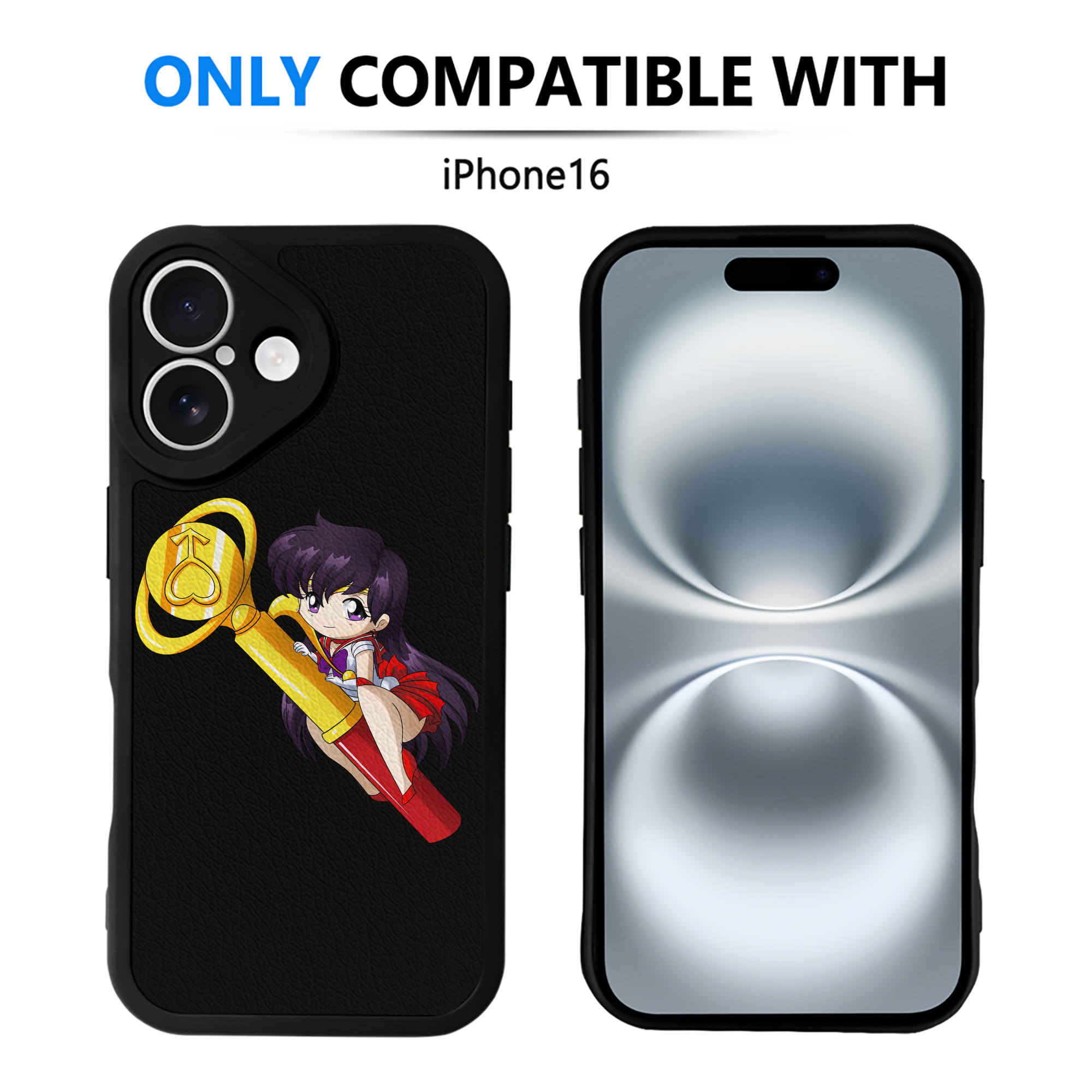 （画像用） 美少女戦士セーラームーン 火野レイ ひの レイ Sailor Moon Hino Rei （セーラーマーズ,Sailor Mars） 【iPhone 16シリーズ対応】シリコンスマホケース（レザー調） 材質：シリコン